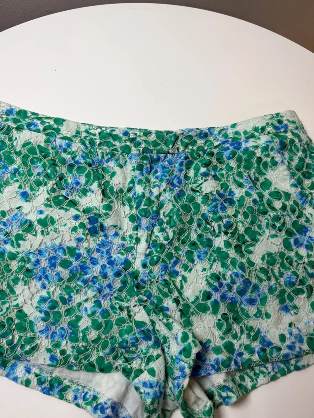 Madewell Blue & Green‎ Floral High-Waist Shorts